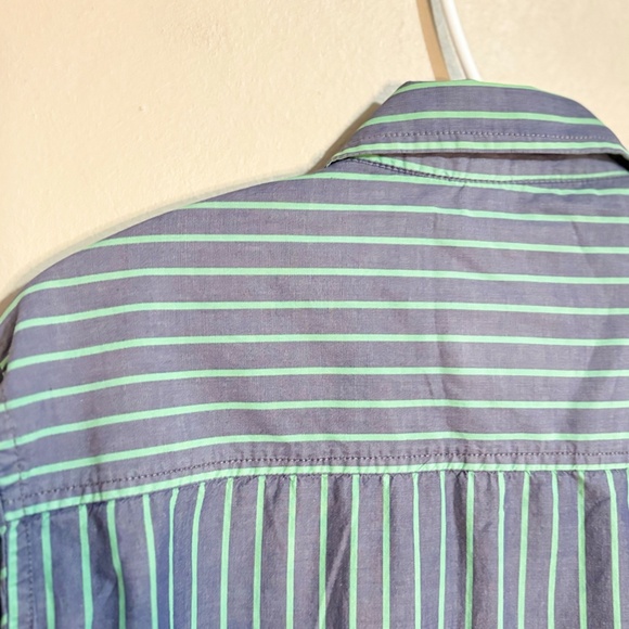 Vintage Pepe Jeans Purple Cotton Button Up Dress Shirt Green Stripes - Picture 11 of 15